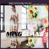 2015 New Style 100% Polyester Flower Digital Printing Holiday Long Dress Fabric