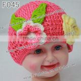 100% cotton crochet baby girl flower hats ,fabric flower hat accessories,knit flowers for hats