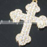 Factory Price Golden Rhinestone Cross Christian Religion Symbol Alloy Necklace thumbnail-3