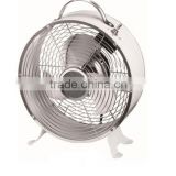 White color 10 inch Round Retro Table Fan/drum fan/metal fan, Stainless Steel