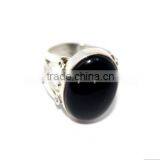 Pure Black Onyx Oval Ring Silverpine thumbnail-1