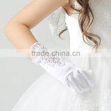 Age 4-Age14 Girls Satin Confirmation Wedding Communion Flower Girl Gloves thumbnail-2