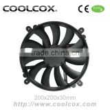 CoolCox 200x200x30mm DC axial fan,12V exhaust fan 20cm,DC brushless fan,gaming case cooling fan 20030,chassis fan