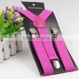 85*2.5cm Fushia Suspender Belt Three Clip Straps Adjustable Solid Baby Suspenders Baby Elasti Braces Kids Boys Suspenders