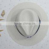 New Cheap Fashion Wholesale Striped White Paper Panam Customized Unisex Straw Hat thumbnail-4