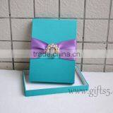 Custom Handcraft Blue Wedding Invitations Silk Box thumbnail-3