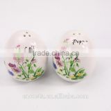 Flower Printed Porcelain Egg Shaker Ceramic Salt And Pepper Shakers