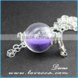 Antiqued Brass Glass Globe Jewelry Necklace With Dried Flower thumbnail-4