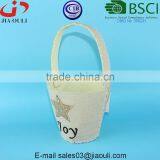 Fabric Planter With Handle and Linen Cover, Felt Basket for Flowers thumbnail-3