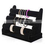 2016 High-end Luxuries 3 Layer Black Velvet Bracelet Holder Display Stand thumbnail-6