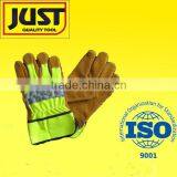 fluorescent cow split leather working glove