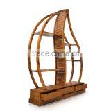 Book Rack Leaf With 3 Drawers Natural Teak Wood Furniture thumbnail-2