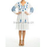 Long Sleeve Embroidery Boho Midi Dress Summer thumbnail-1