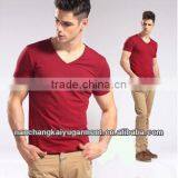 2014 Summer New Arrival Men's Fashion Plain Short Sleeve V-Neck T-Shirt thumbnail-1
