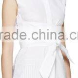 2016 Lady Fashionable Cheap White Belted Sleeveless Blouse thumbnail-2