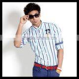 Hot Sale Latest New Model Trendy Striped Cheap Hawaiian Shirt for Men thumbnail-1