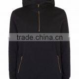 Plain Black Half Zip Classic Fit Hoodie With Zipper Pockets Front Blank Men Sweatshirt With Custom Tags thumbnail-5