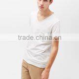 2017 High Quality v Neck Navy Blue Simple Design t Shirts Men thumbnail-5