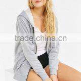 Relax Fit Zip-Up Oversized Hoodie Women Finished Hem Sweatshirt thumbnail-3