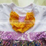 Wholesale Cotton Baby 3 Pieces Spring Outfits Baby Girls Dress &Ruffle Pants Sets & Flower Headband QL-27 thumbnail-2