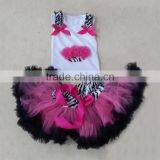 Yawoo Zebra Sleeveless Cotton Top and Satin Tulle Pettiskirts Suit Kids Clothes 2016 thumbnail-1