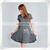Summer Dress Bamboo Fiber Rayon Pleated O Neck Short Sleeves thumbnail-6