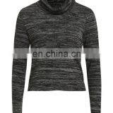 Ladies Basic Top Crafted in a Polyester Blend and Featuring Knit High Neck and Crop Bodice thumbnail-1