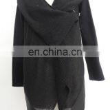 Ladies Irregular Knitted Collar Causal Leather Coat thumbnail-1
