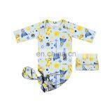 Boy Robot Printed Knotted Gown Baby Sleep Gown Sleep Wear