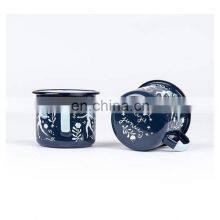 8cm Custom Brand Logo Printing Enamel Iron Metal Steel Water Tea Coffee Tin Cup With Flower Logo Printing thumbnail-4