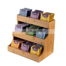 Wood Tea Bag Organizer Clear Acrylic Bamboo Tea Bag Holder Holds 180 Tea Bags Storage Box for Home
