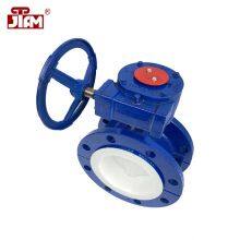 PTEE Fluorine Lined Butterfly Valve Worm Wheel Manual WCB Cast Steel Butterfly Valve thumbnail-3