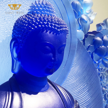 Large Custom Engineering Crystal Glass Consecrate Buddhism Temple Decor Gilding Buddha Statue Sculpture thumbnail-3