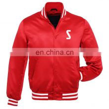SW-VJ 203 Classic Silk Satin custom made Letterman Bomber jacket for men polyester lining sublimation street with Embroidery