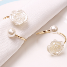 Creative Rose Valentine's Day Wedding Home Decoration Table Decor Pearl Round Napkin Napkin Rings thumbnail-2