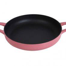 Magenta Enameled Cast Iron Frying Pan With Dual Handles thumbnail-3