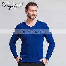 High Quality 100% Merino Wool V-Neck Knitted Sweater for Men Basic Style Plus Size Solid Pattern thumbnail-4