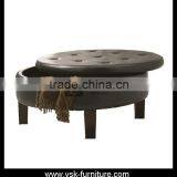 OT-052 Round Leather Ottoman Bench thumbnail-1