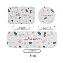 Sheenyoo Terrazzo Pattern OEM ODM Diatomite Stone Bath Mat Set thumbnail-1
