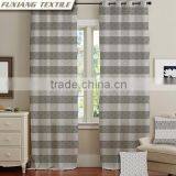 100% Polyester Printed Faux Linen 8 Grommets Window Curtain thumbnail-1