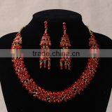 Hot Sale Women's Wedding Jewellery Sets Red Rhinestone Bride Necklace Set thumbnail-3