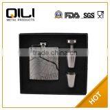 6oz Stainless Steel Water Transfer Print Hip Flask With Funnel and Cups Box Set