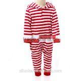 Long Sleeve Red and White Stripe Outfits Wholesale Baby Clothes Cotton Fabric thumbnail-1