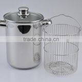 16*21CM 4L Asparagus Pot Capsuled Aluminum Induction Bottom With Glass Cover and Basket