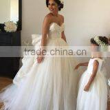 Princess Lace Attachable Sleeves Sweetheart Wedding Gown Puffy Gown for Bride Low Back thumbnail-1