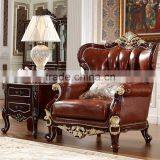 Luxury Classical French Italian European Antique Style Carved Rubber Solid Wood Frame Artistic Red Brown Leather Sofa Set Quality Choice thumbnail-2