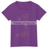 Red High Heels Short Sleeves Rhinestone Girls Soft Cotton Plain Tshirts thumbnail-4