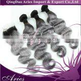 Tangle Free Shedding Free Hair Extensions Grey Remy Human Hair Weaving thumbnail-6