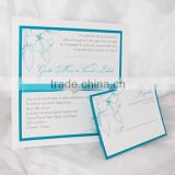 2016 newmengxing unique handmade three layers simple invitation card with ribbon and buckle for your wedding