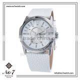 Unisex Silver Dial White Leather Strap 5ATM resistant Watch